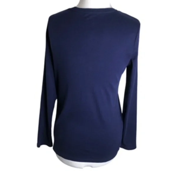 NWOT Faded Glory Long Sleeve V-Neck Navy Tee Size XL (16-18) - Picture 3 of 5